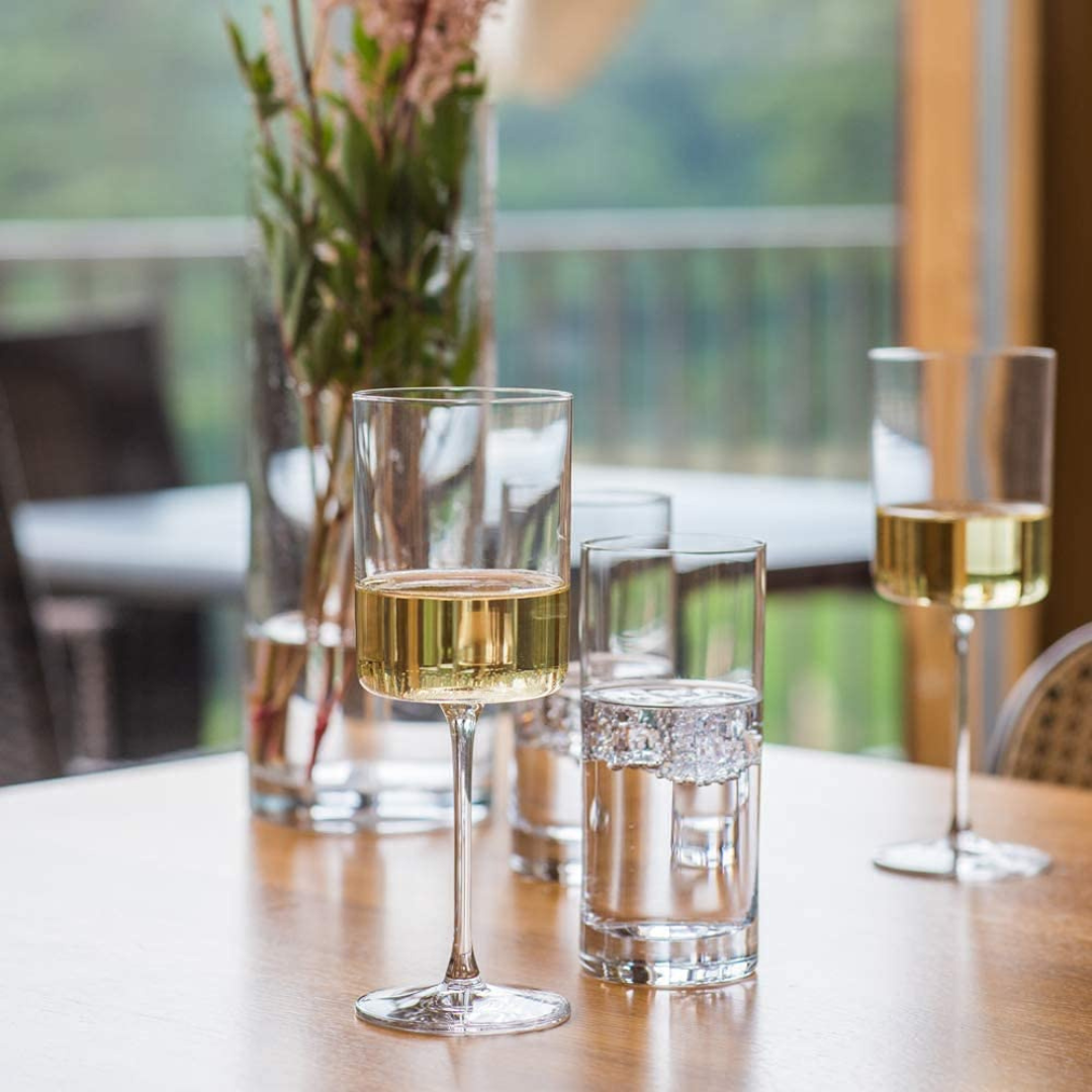 14oz Square Edge White Wine Glasses, Set of 4