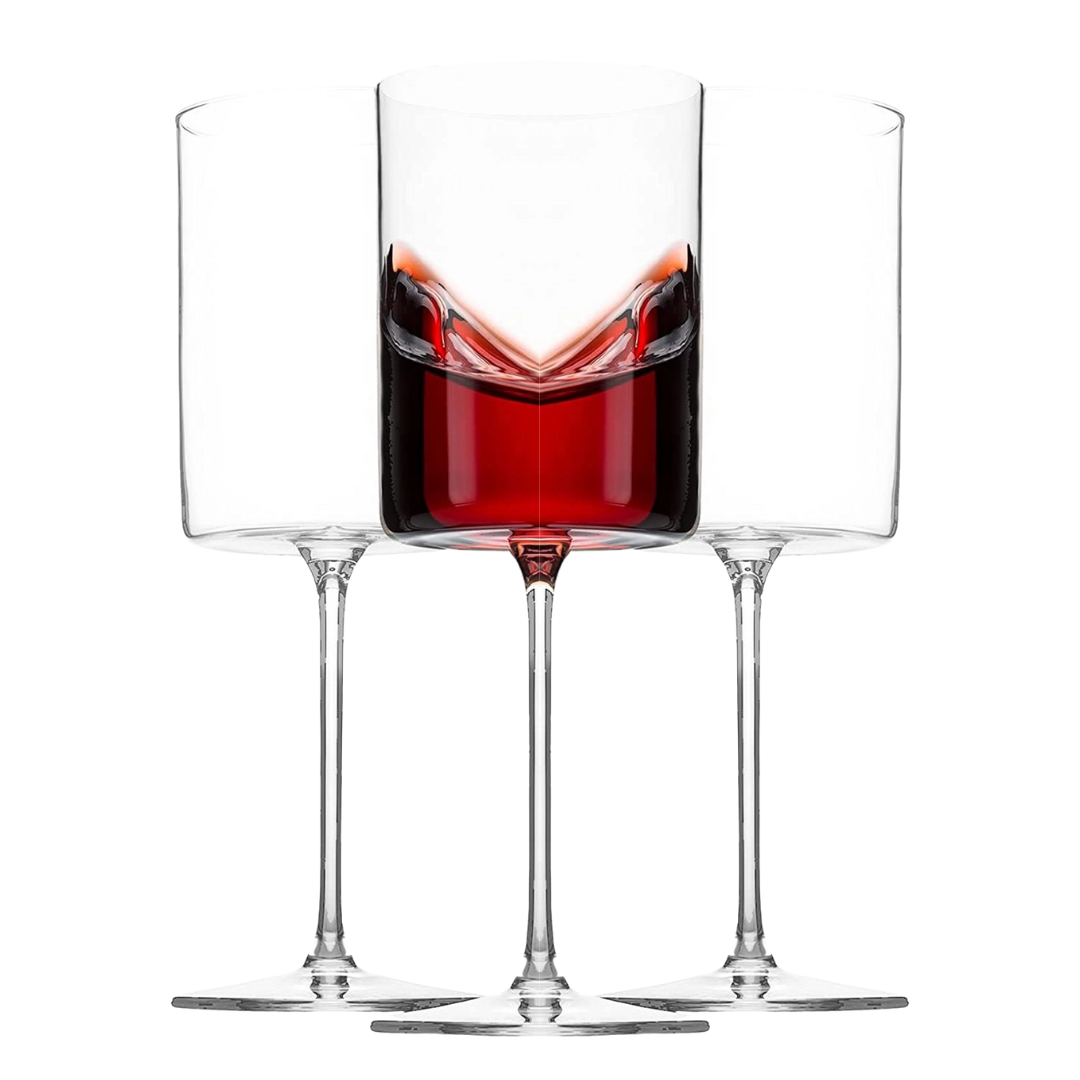 17oz Square Edge Red Wine Glasses, Set of 4