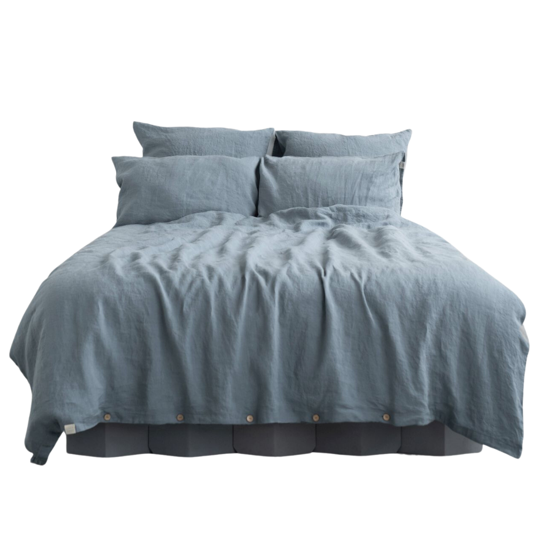 Blue Fog Linen Duvet Cover Set