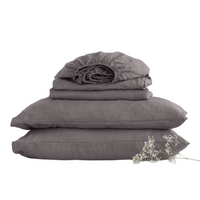 Dark Grey Linen Sheet Set