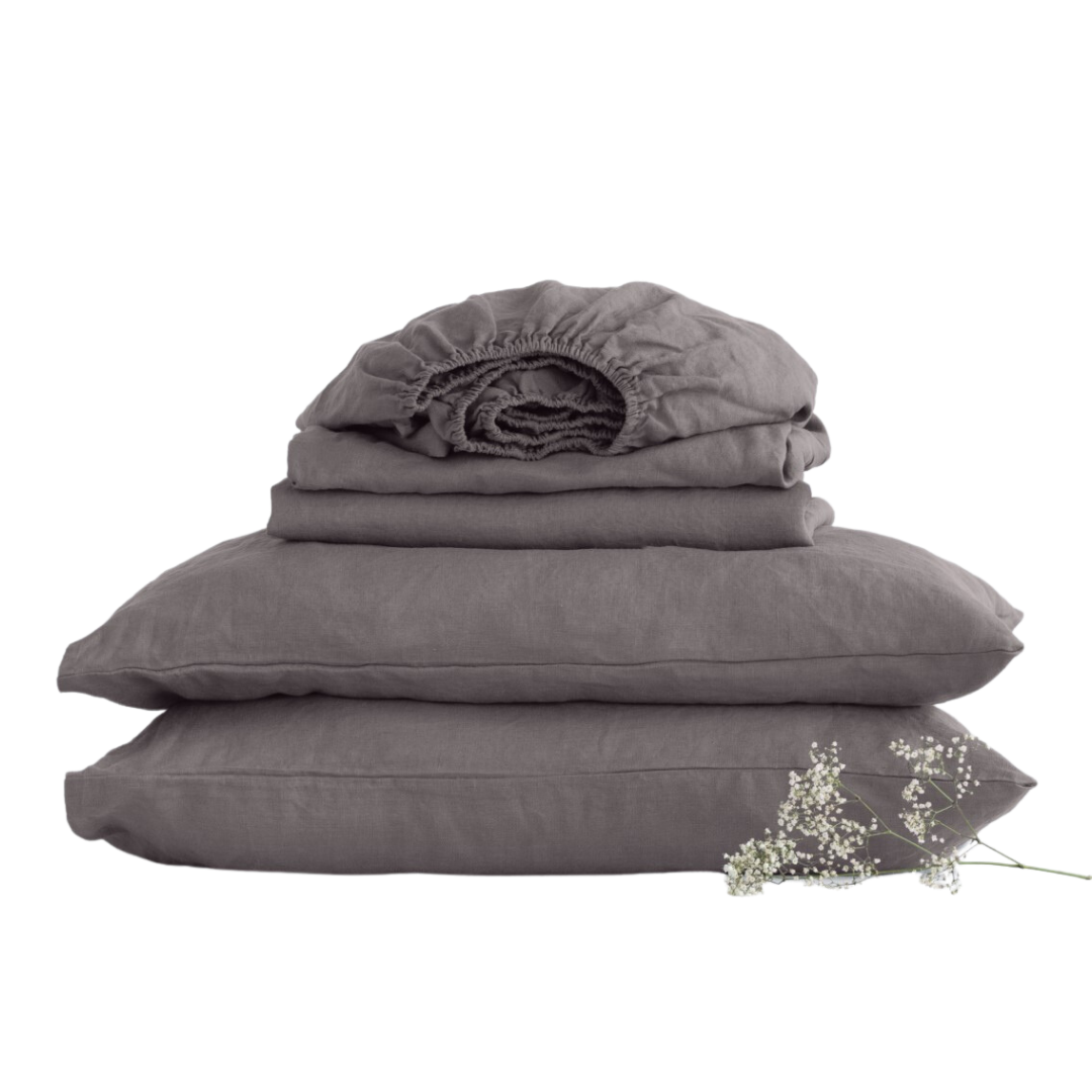 Dark Grey Linen Sheet Set