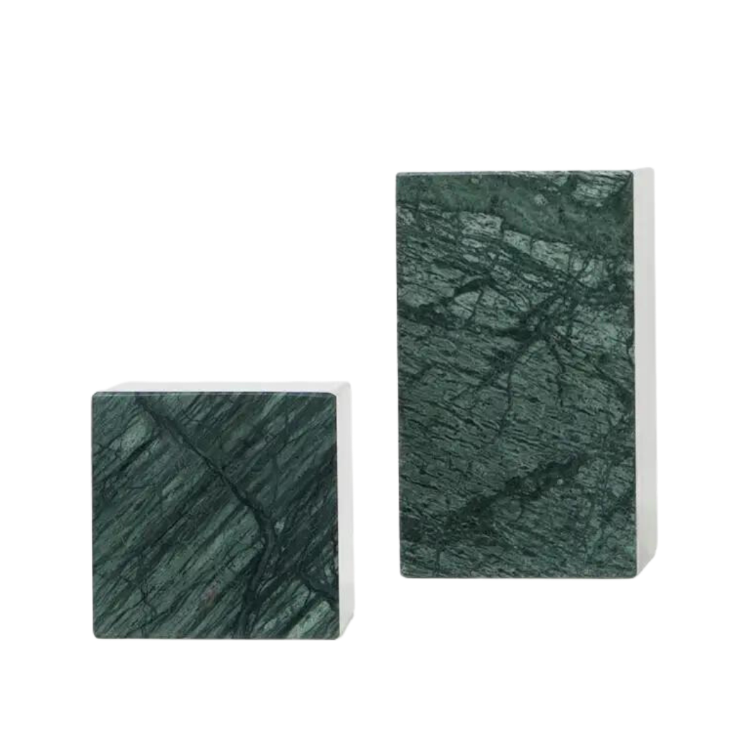 Empress Green Marble Asymmetric Bookends
