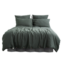 Forest Green Linen Duvet Cover Set