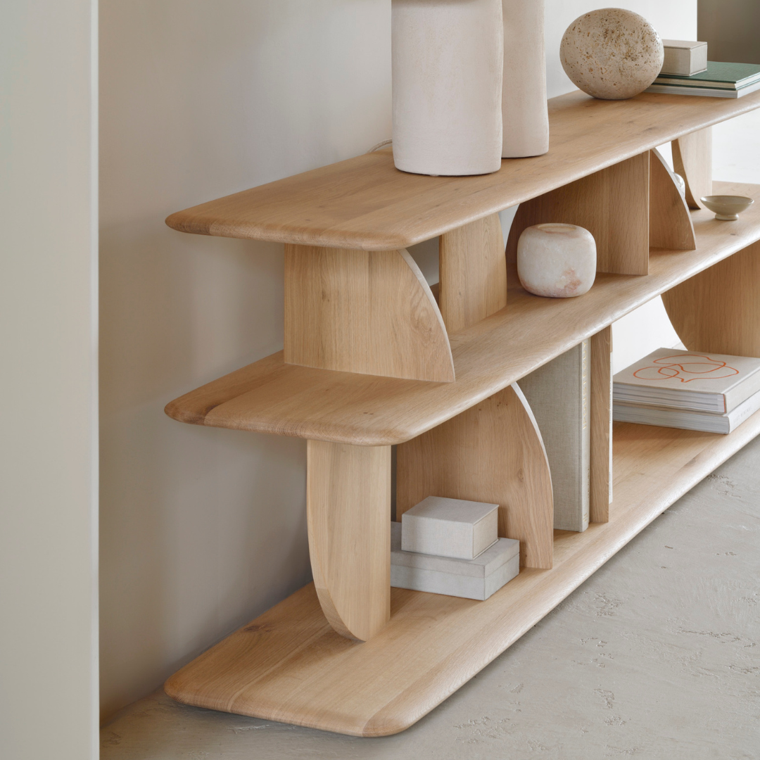 Geometric Sofa Console, Oak