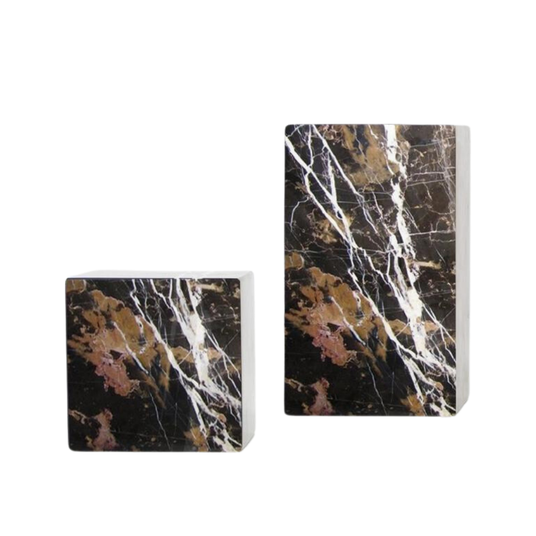 Golden Black Marble Asymmetric Bookends