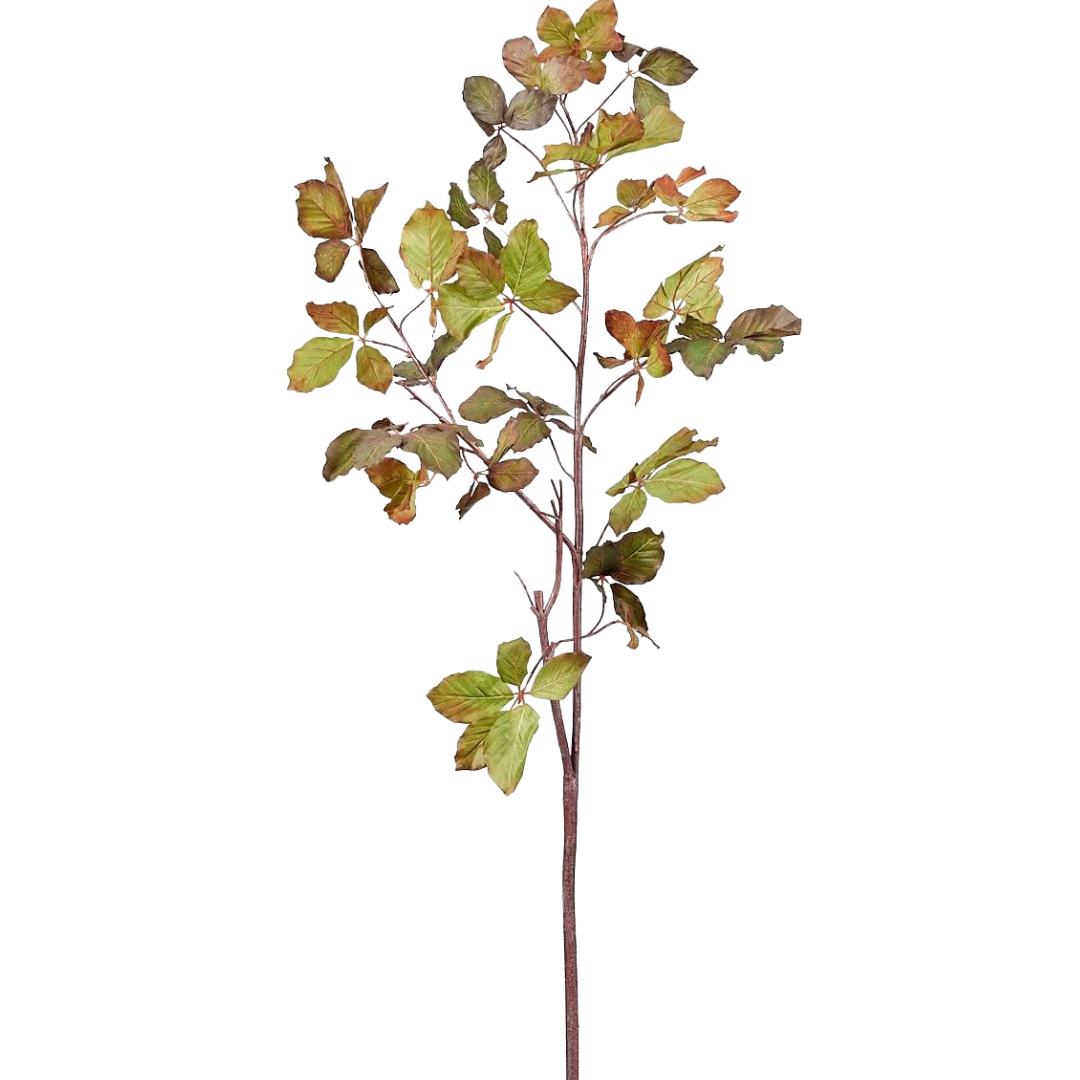 47" Tall Burgundy Green Faux Chestnut Leaf Branch