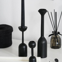 Black Wood Candle Holders