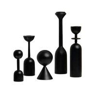 Black Wood Candle Holders