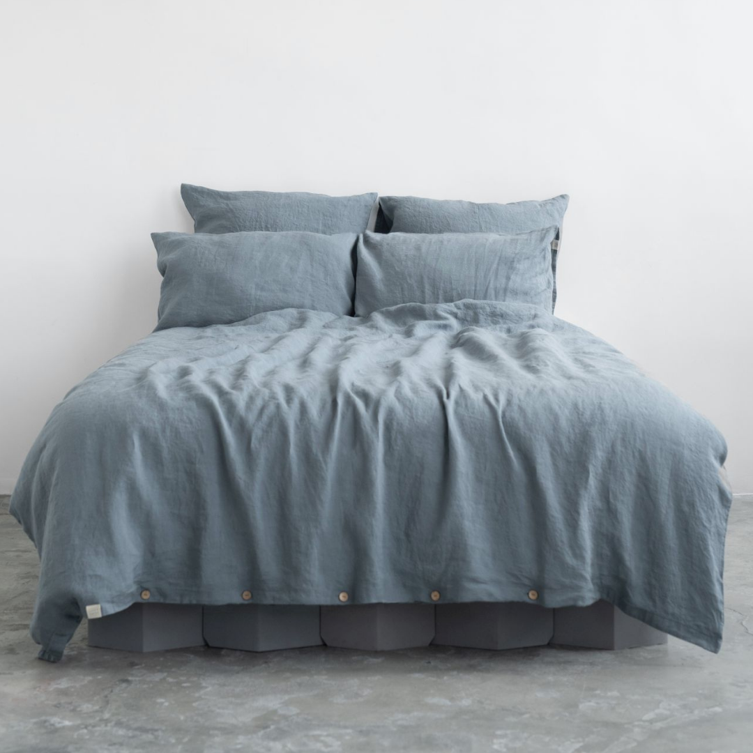 Blue Fog Linen Duvet Cover Set