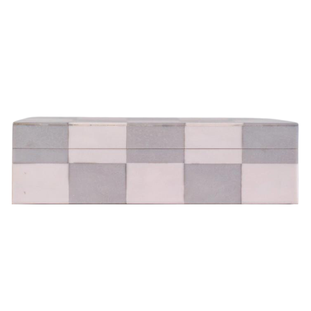 Checkered Gray & White Decor Box