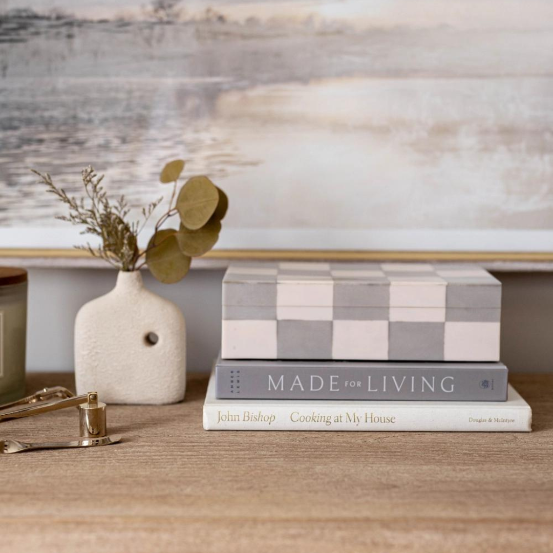 Checkered Gray & White Decor Box