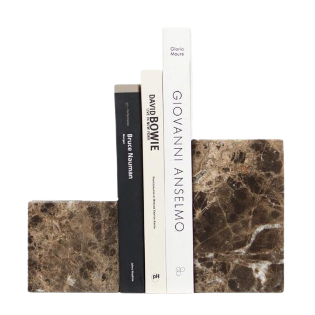 Dark Emperador Marble Asymmetric Bookends