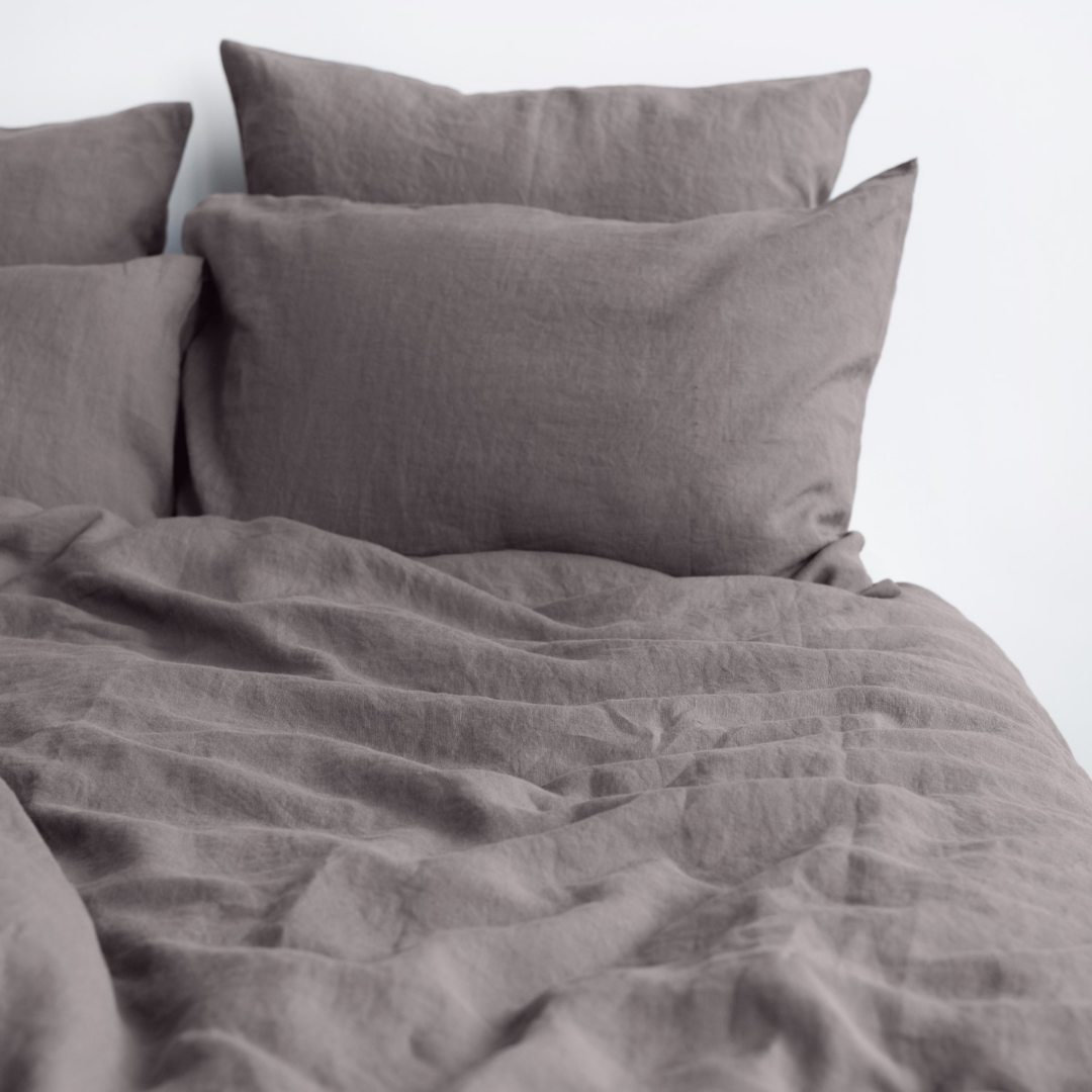 Dark Grey Linen Duvet Cover Set