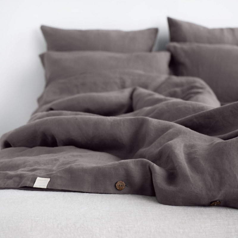 Dark Grey Linen Duvet Cover Set