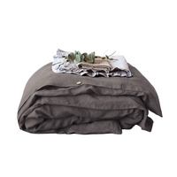 Dark Grey Linen Duvet Cover Set