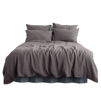 Dark Grey Linen Duvet Cover Set