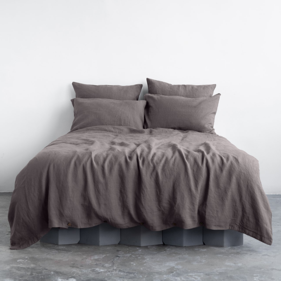 Dark Grey Linen Duvet Cover Set