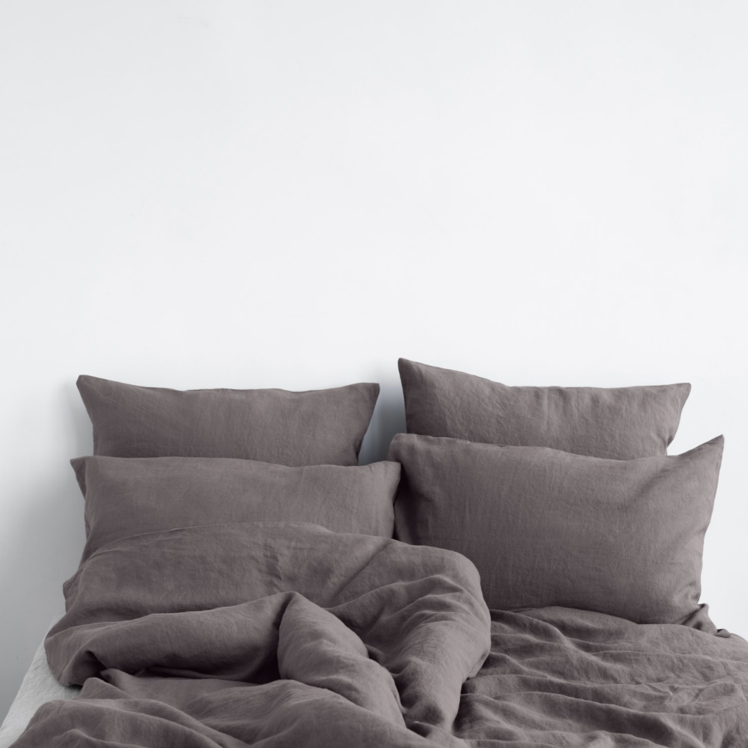 Dark Grey Linen Duvet Cover Set