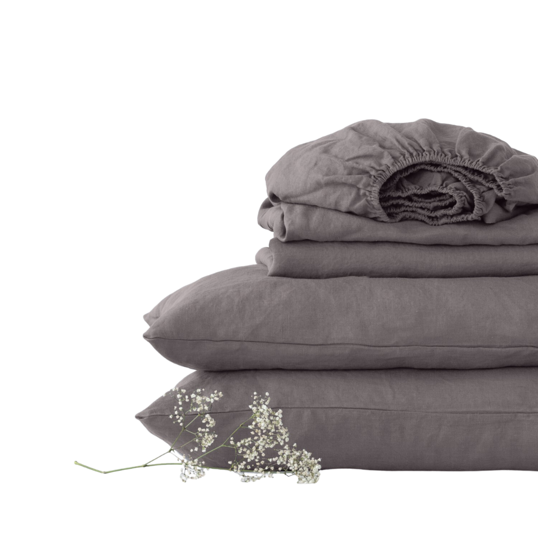 Dark Grey Linen Sheet Set