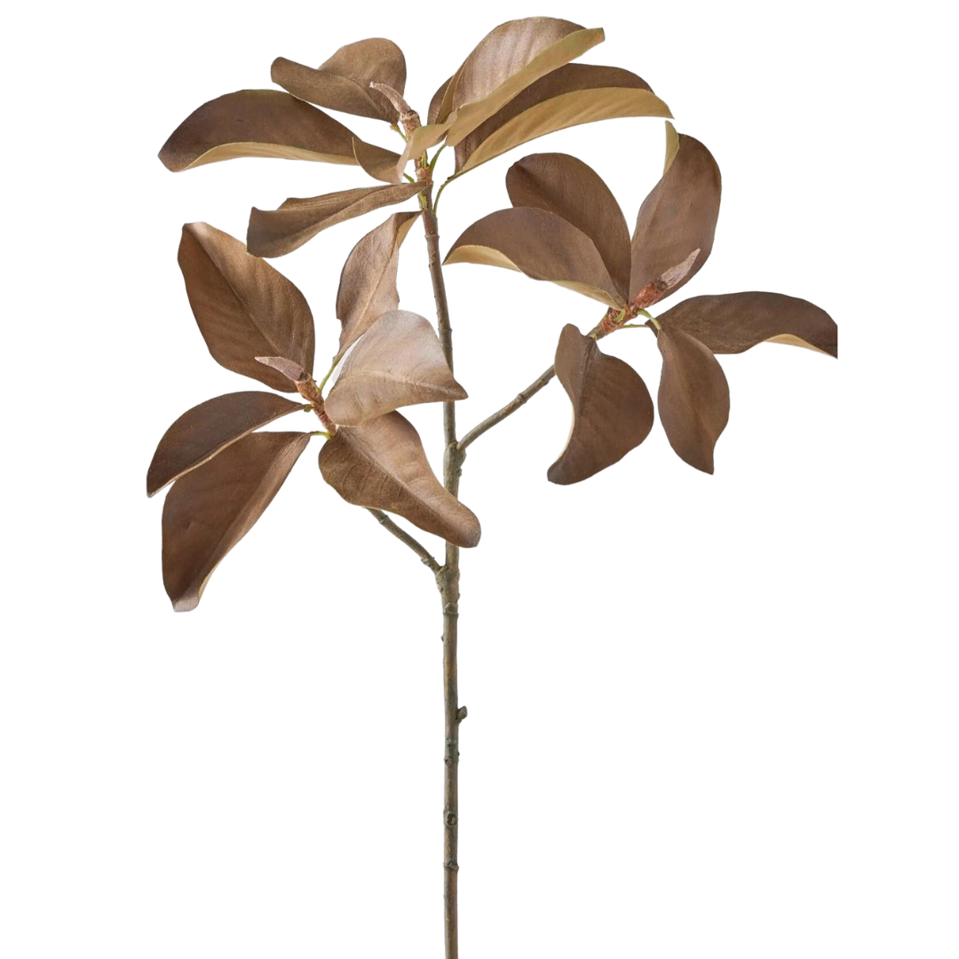 Fall Brown Artificial Magnolia Leaf Branch - 38.5"