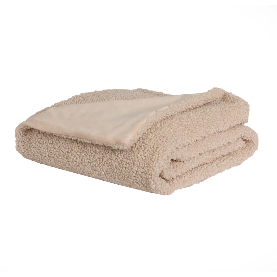 Faux Teddy Fur Throw, Beige