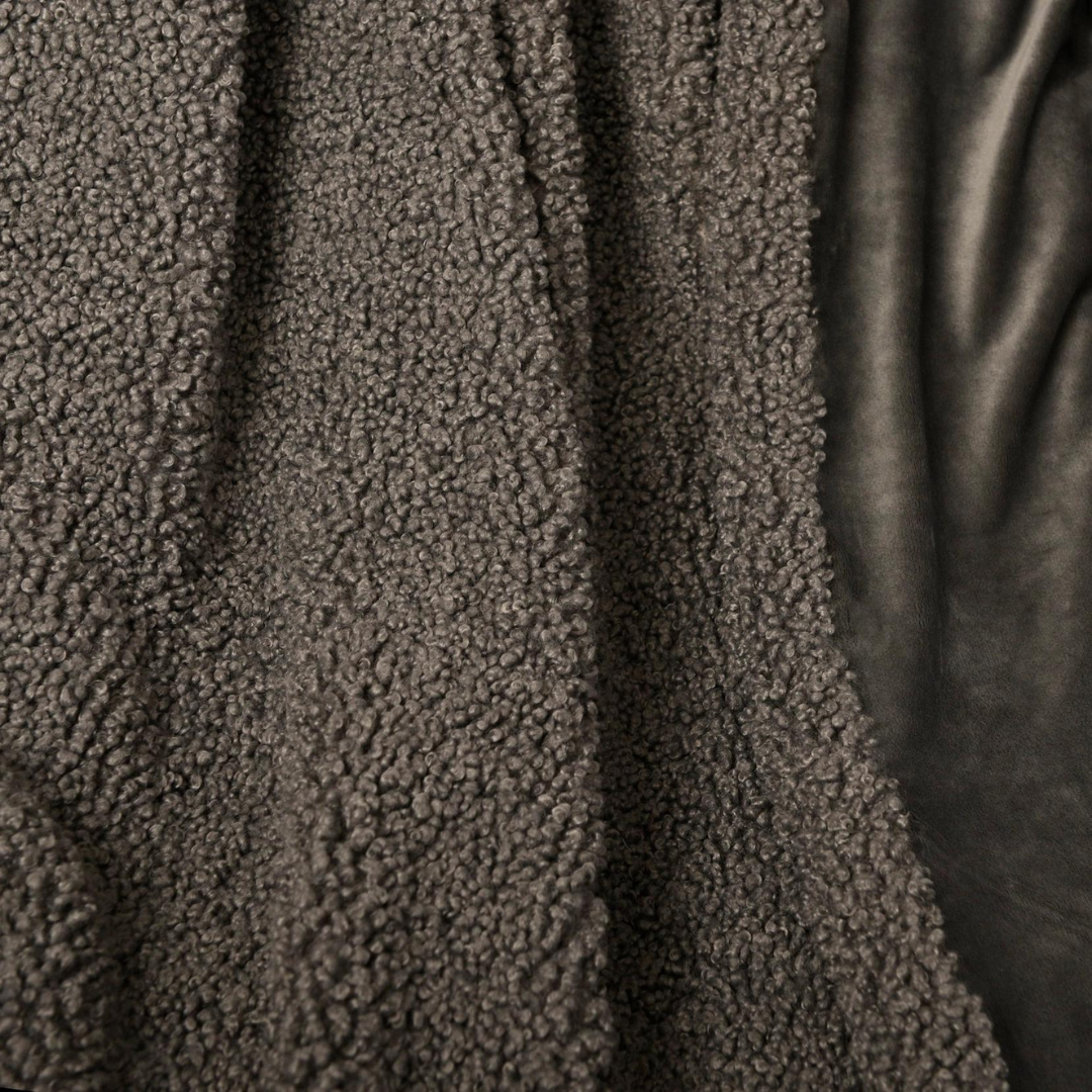 Faux Teddy Fur Throw, Grey