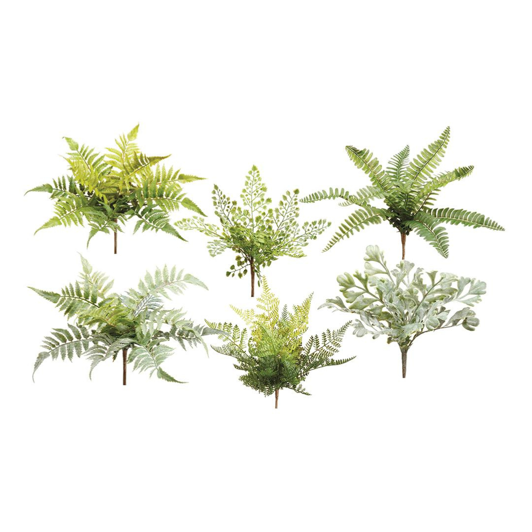 12" Green Fern Pick Assortment, Set of 6