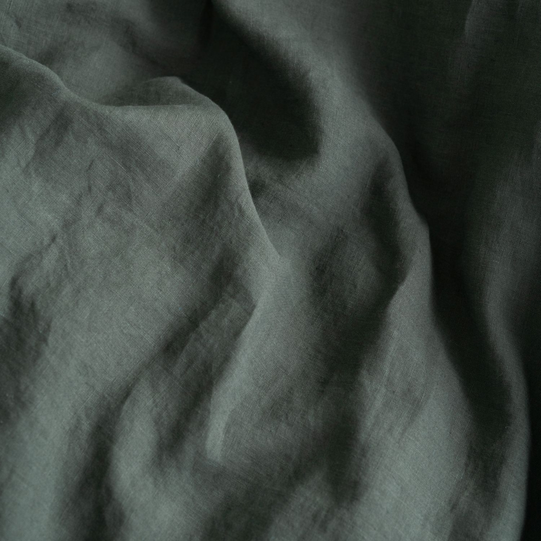 Forest Green Linen Sheet Set