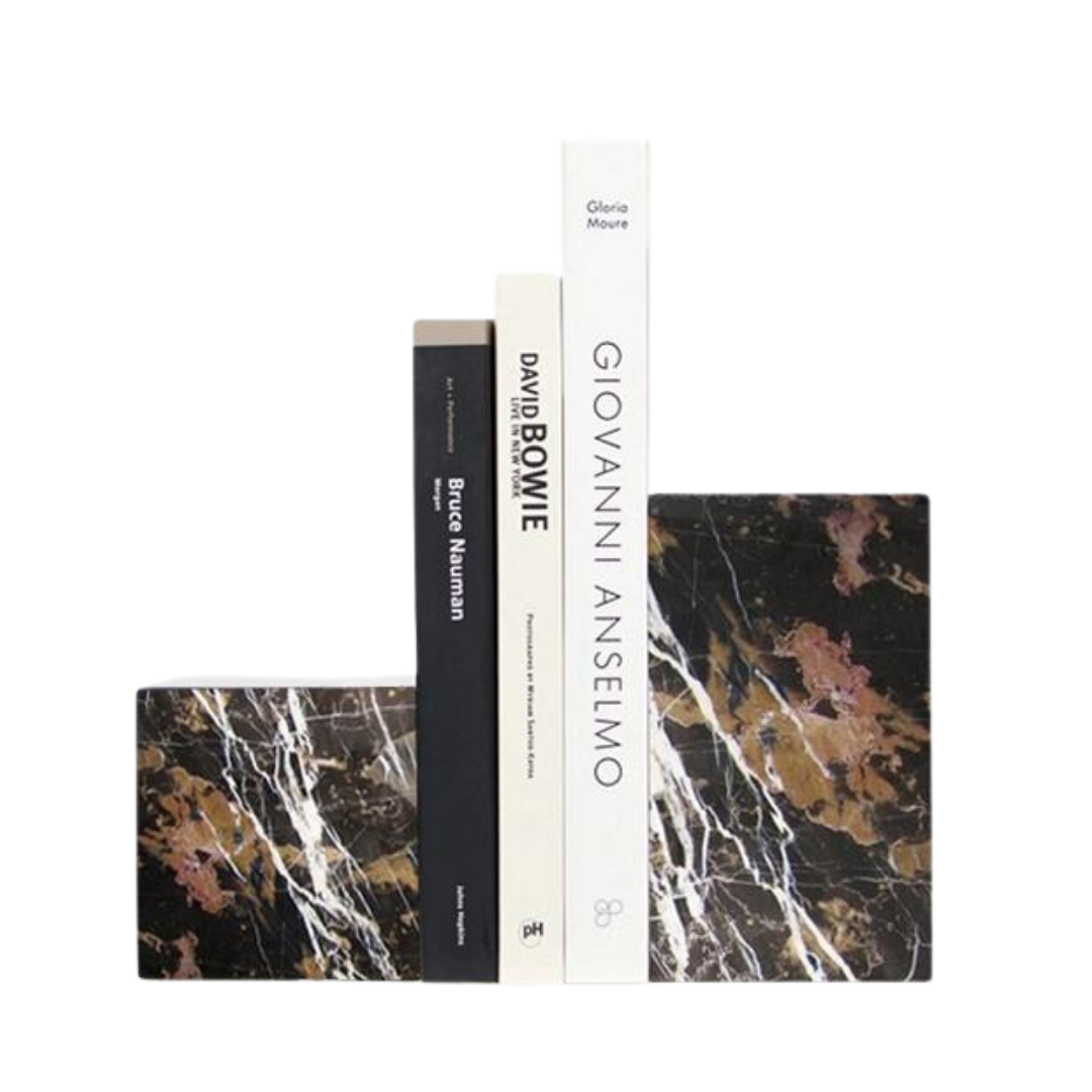 Golden Black Marble Asymmetric Bookends