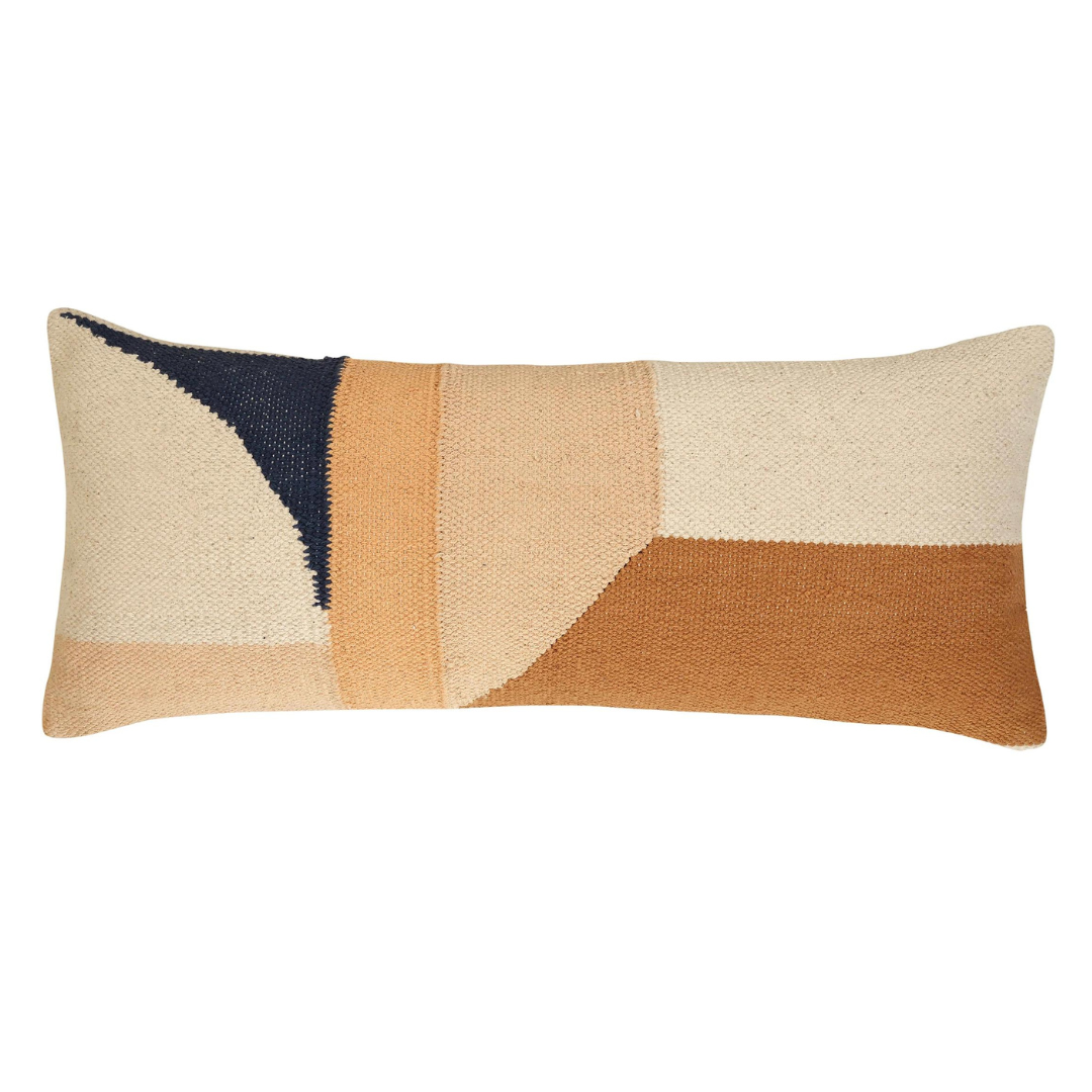 Handmade Geo Shapes Lumbar Pillow, Earth