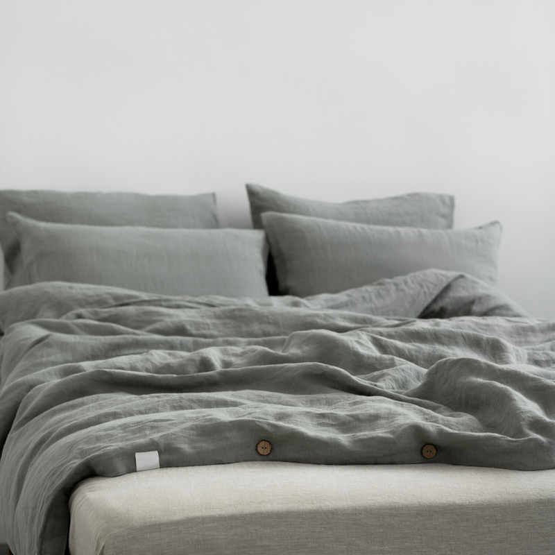 Khaki Linen Duvet Cover Set