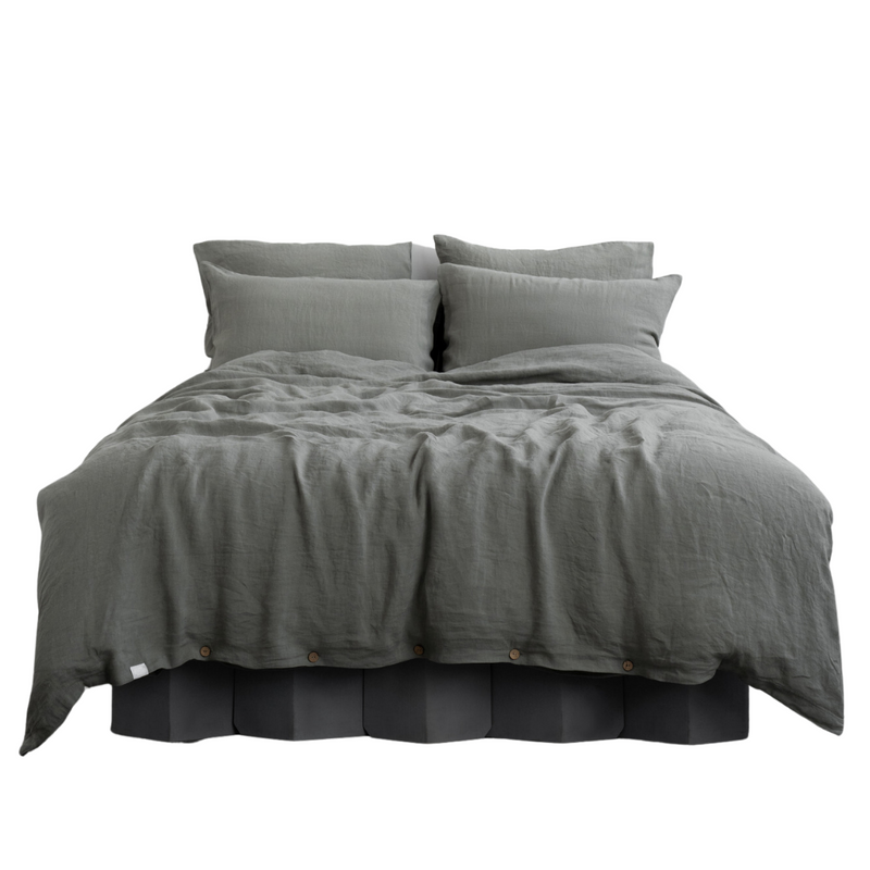Khaki Linen Duvet Cover Set