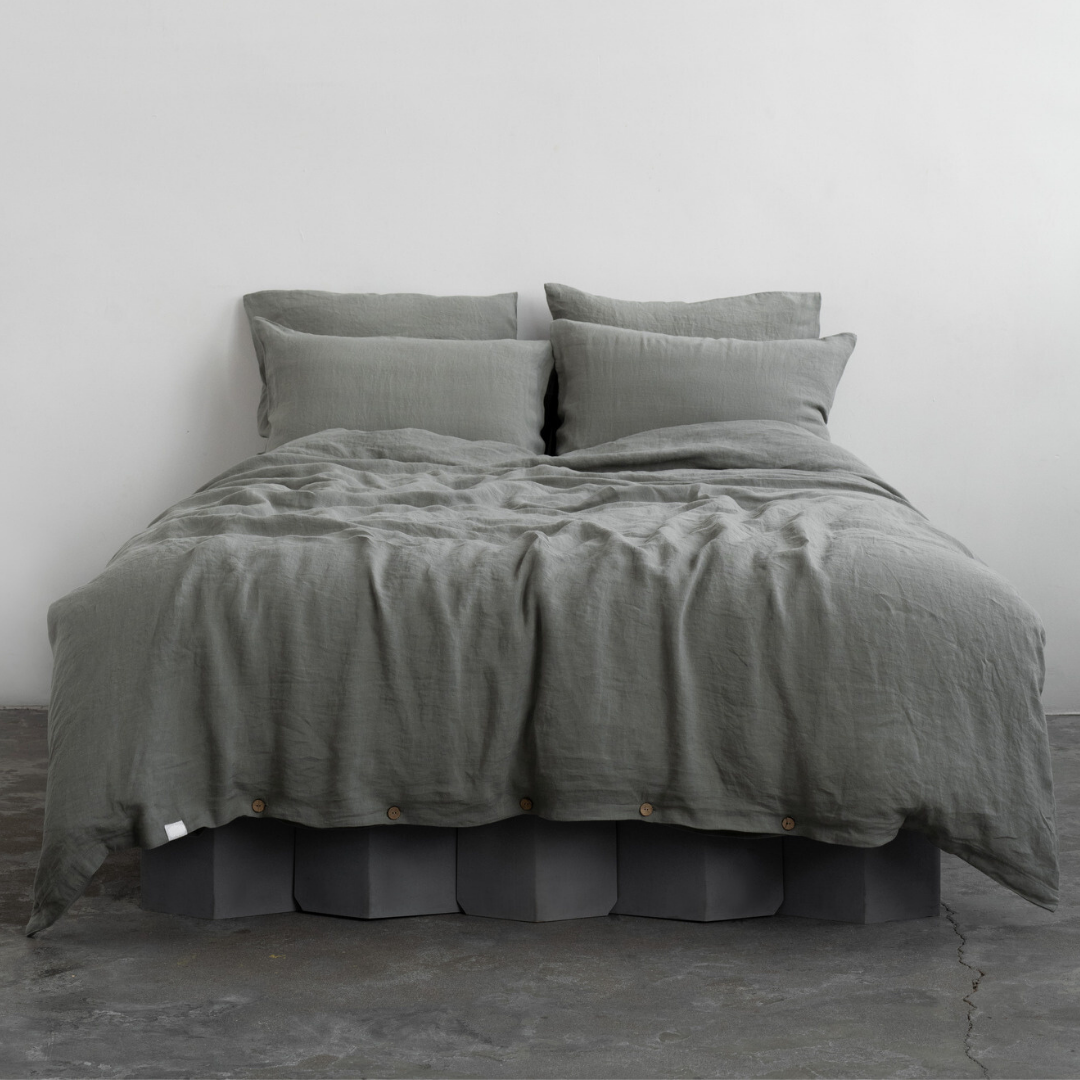 Khaki Linen Duvet Cover Set