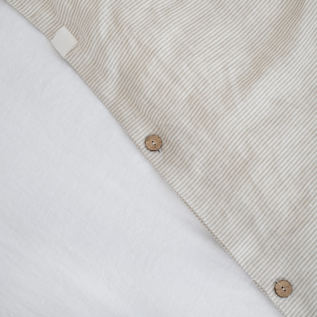 Natural Stripes Linen Duvet Cover Set