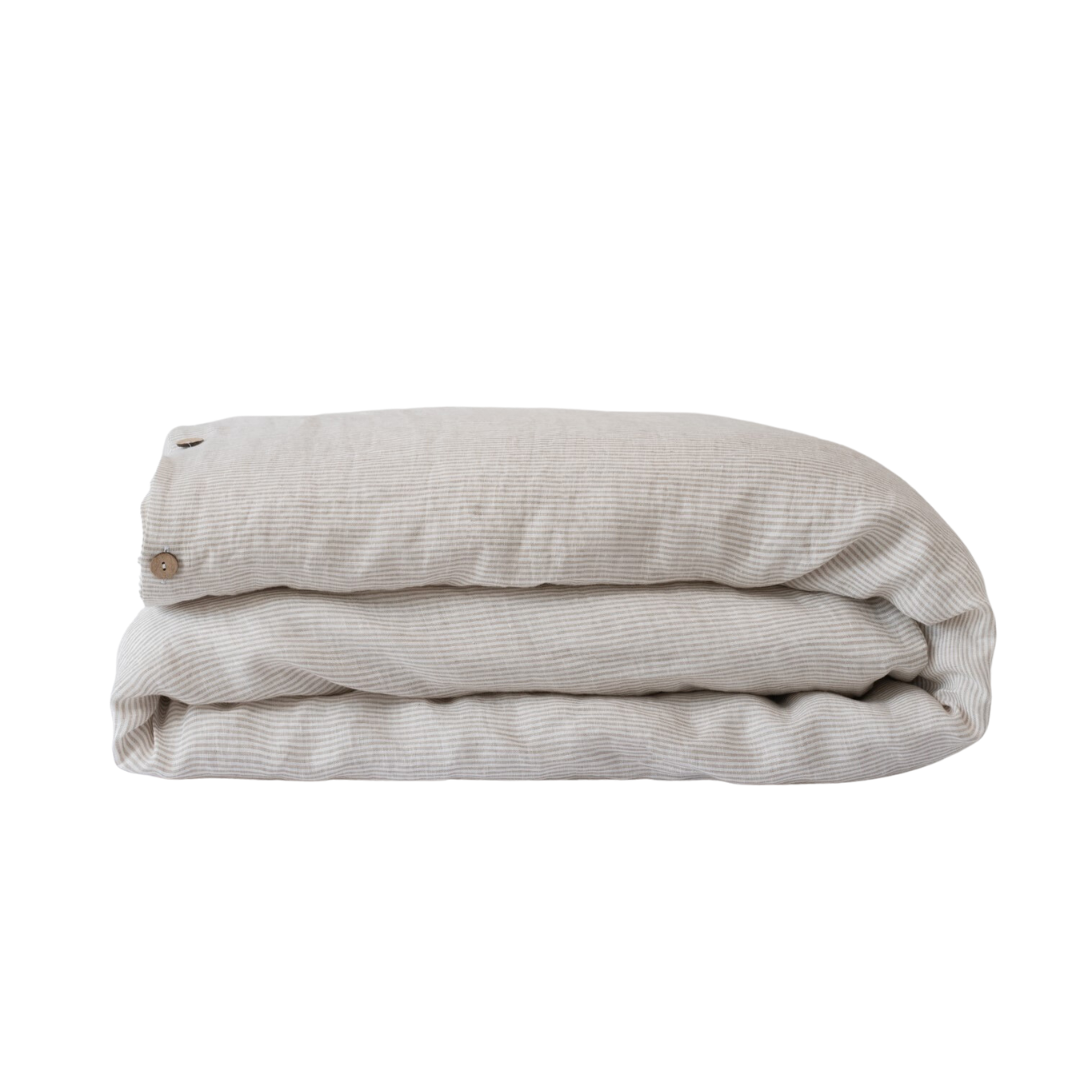 Natural Stripes Linen Duvet Cover Set