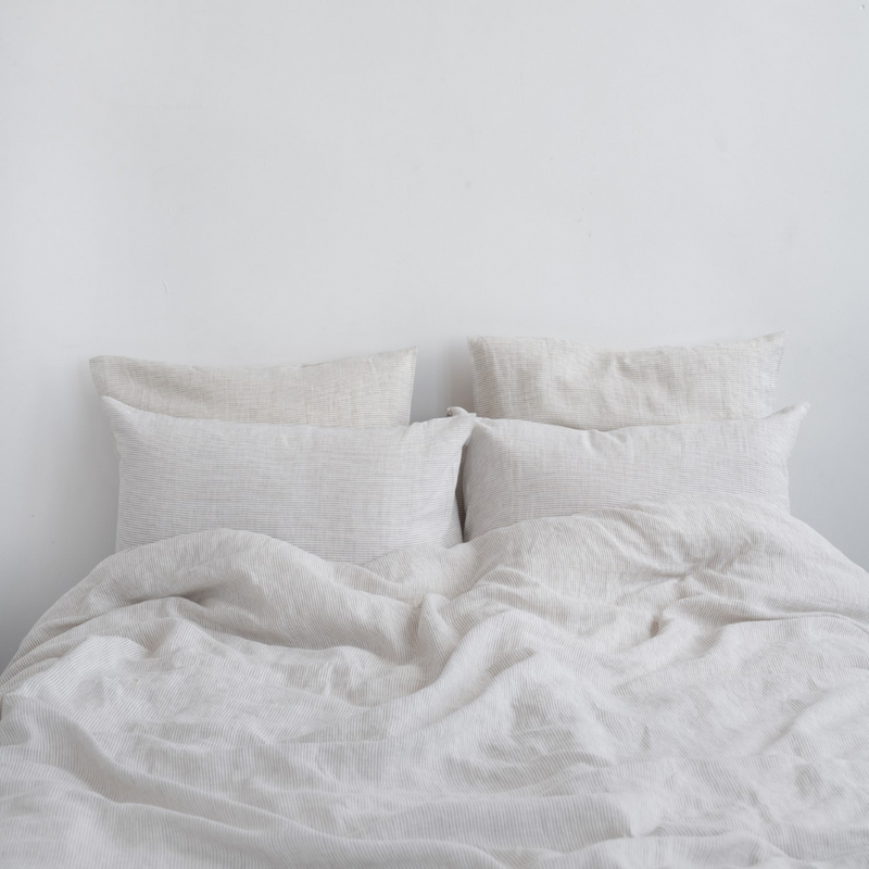 Natural Stripes Linen Duvet Cover Set