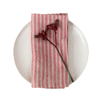 Red Natural Stripes Linen Napkins, Set of 2