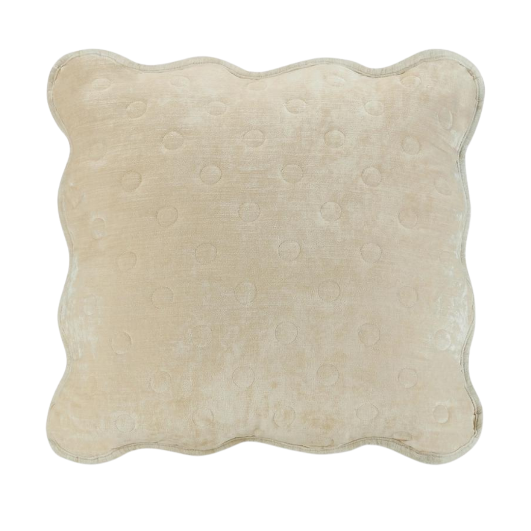 Scallop Velvet Linen Decorative Pillow
