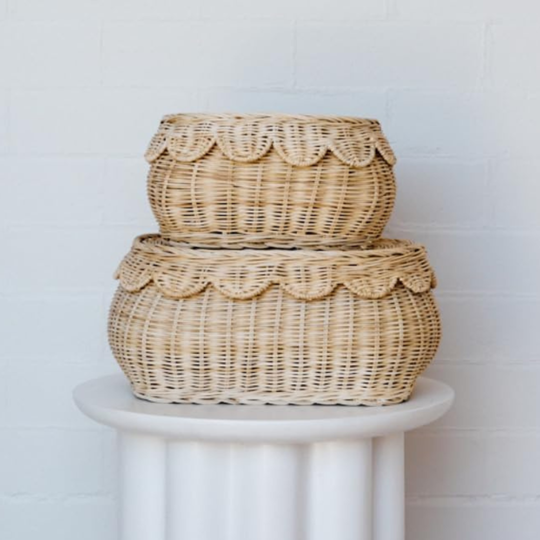 Scalloped Storage Baskets, Set of 2