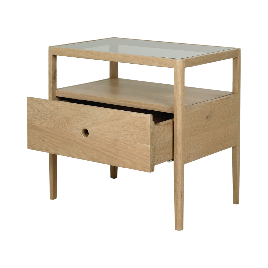 Spindle Bedside Table, Oak