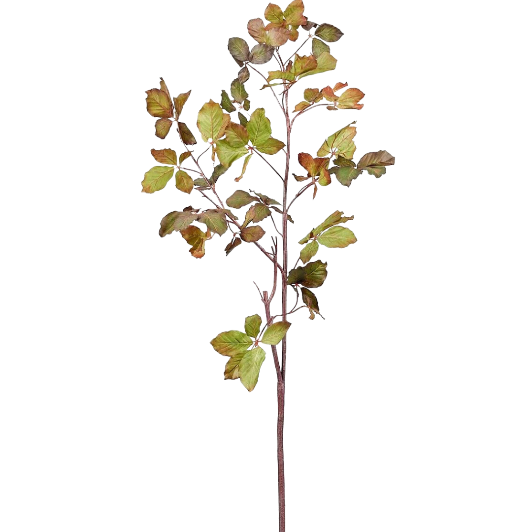 Tall Burgundy Green Faux Chestnut Leaf Branch - 47"