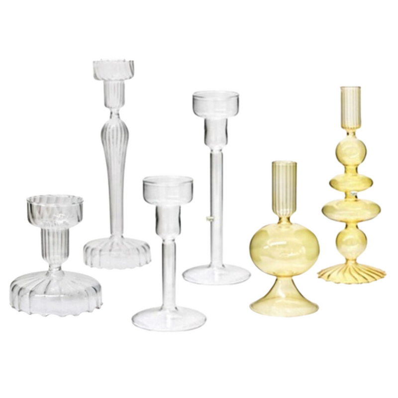 Vintage Style Glass Candlestick Holder